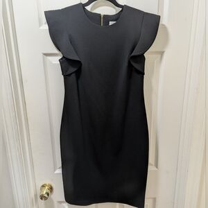 Calvin Klein Black Mini Dress with Ruffle Sleeves